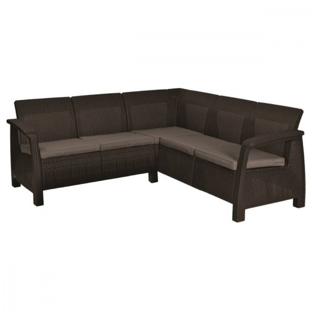 Curver Set de colț de grădină Corfu relax din ratan artificial, maro Mobalis Homvera