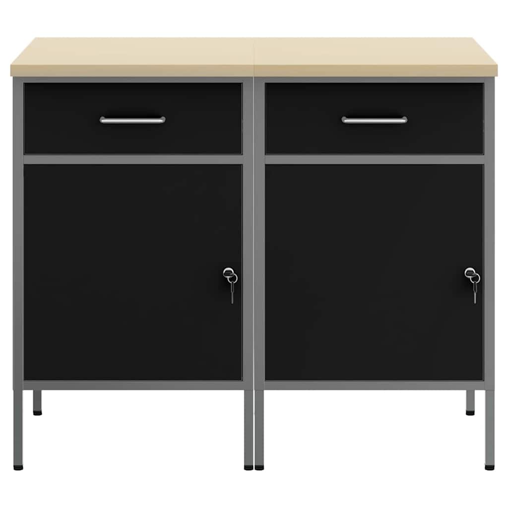 Dulap de lucru cu sertar 2 pcs Negru și Gri 100 x 55 x 85 cm GartenMobel Dekor
