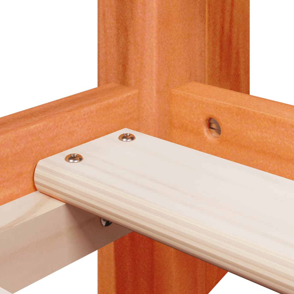 Pat supraetajat cu acoperiș maro ceruit 90x190cm lemn masiv pin GartenMobel Dekor