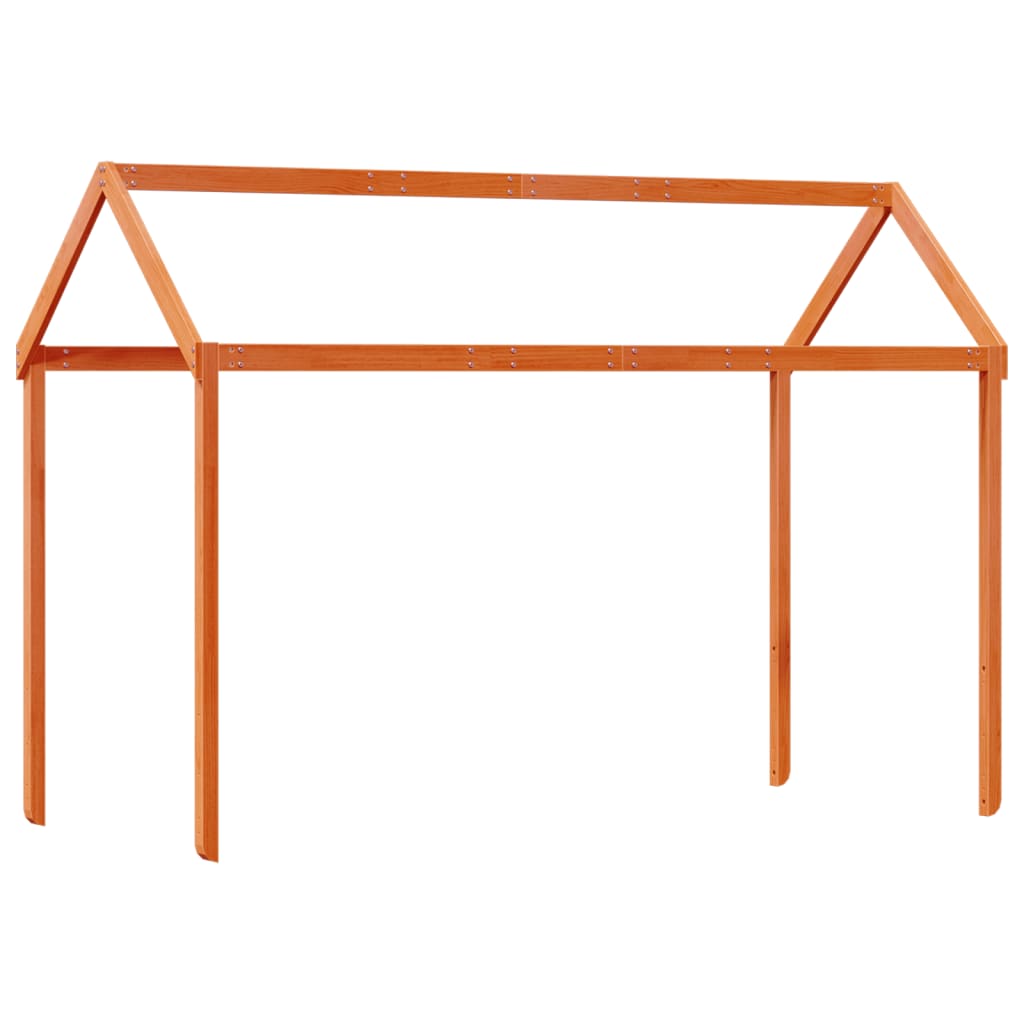 Pat supraetajat cu acoperiș maro ceruit 90x190cm lemn masiv pin GartenMobel Dekor