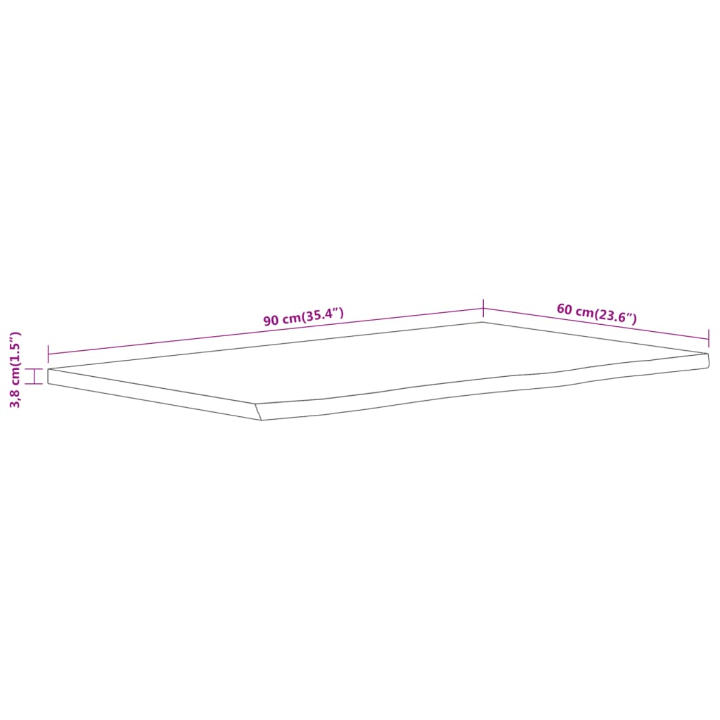 Blat de baie, 90x60x3,8 cm, dreptunghiular, lemn masiv acacia GartenMobel Dekor