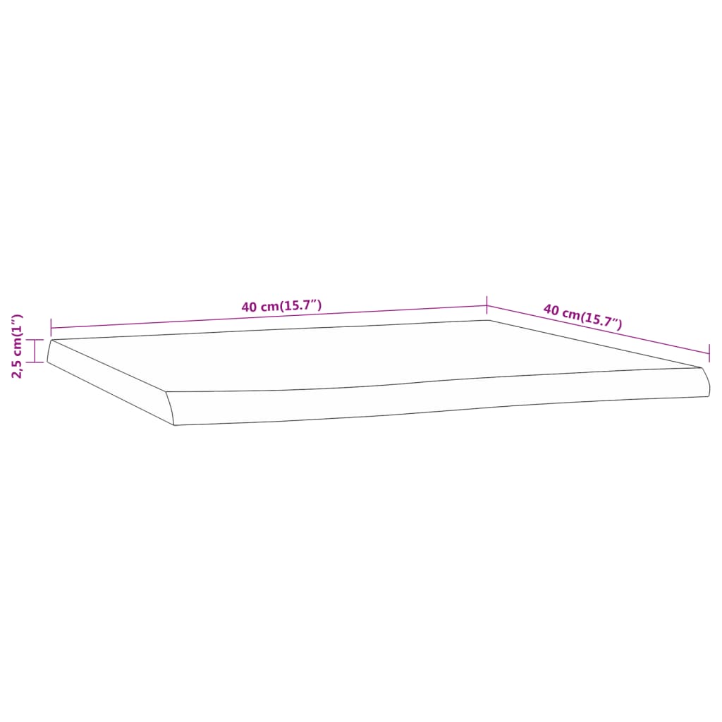 Blat masă 40x40x2,5 cm dreptunghiular lemn acacia margine vie GartenMobel Dekor