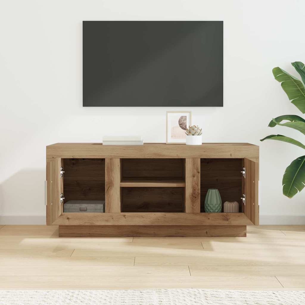 Cabinet TV Stejar Artizanal 102 x 35 x 45 cm Lemn compozit GartenMobel Dekor
