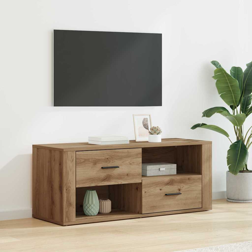 Cabinet TV Stejar Artizanal 100 x 35 x 40 cm Lemn compozit GartenMobel Dekor