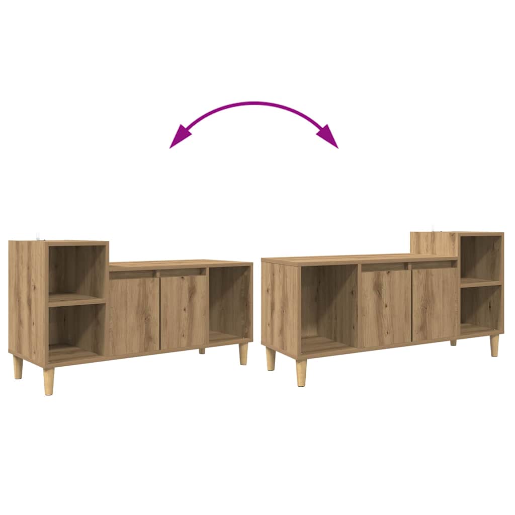 Cabinet TV Stejar Artizanal 100 x 35 x 55 cm Lemn compozit GartenMobel Dekor