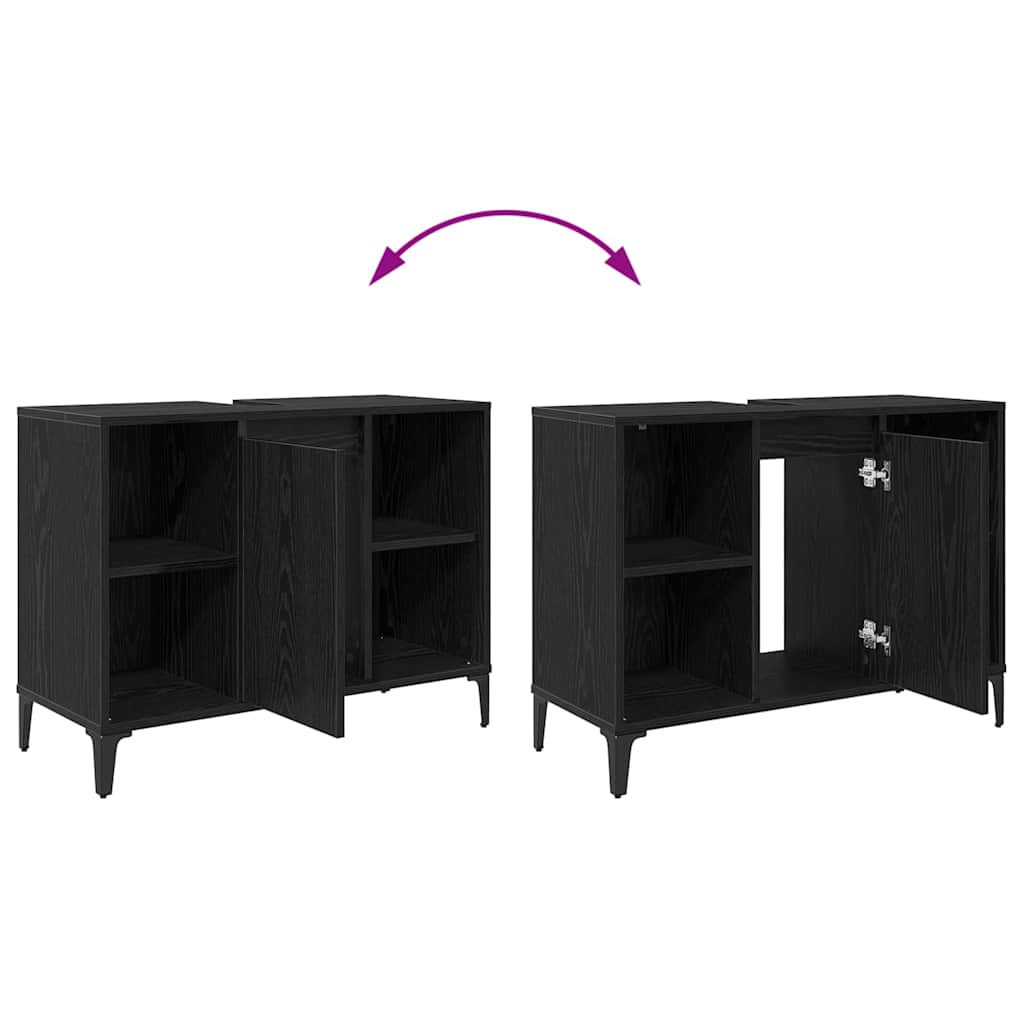 Dulap de chiuvetă cu raft cu ușă Stejar Negru 80 x 33 x 60 cm GartenMobel Dekor