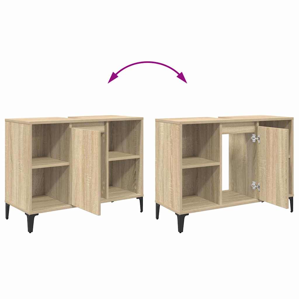 Dulap de chiuvetă cu raft cu ușă Stejar Sonoma 80 x 33 x 60 cm GartenMobel Dekor