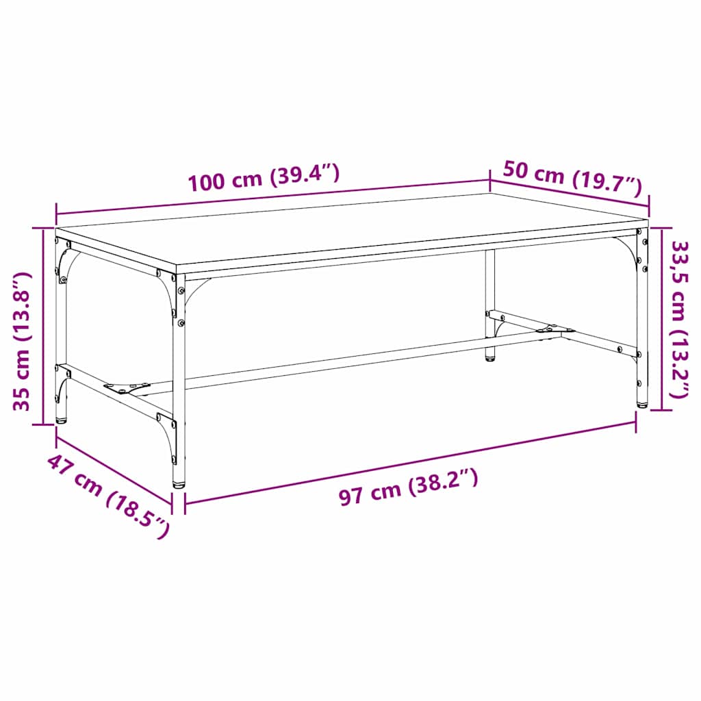 Masă de cafea Lemn Vechi 100 x 50 x 35 cm Lemn compozit GartenMobel Dekor