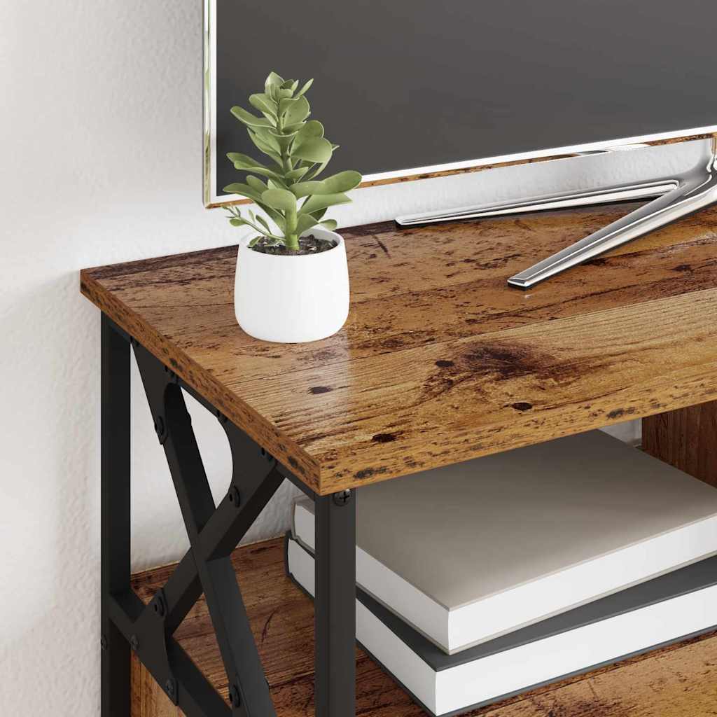 Cabinet TV Lemn Vechi 90 x 33 x 45 cm Lemn ingineresc și oțel GartenMobel Dekor