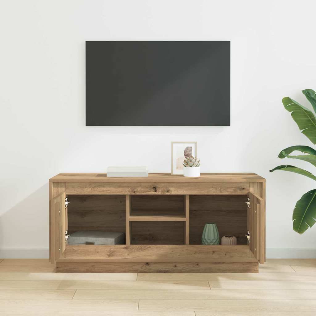 Cabinet TV Stejar Artizanal 102 x 35 x 45 cm Lemn compozit GartenMobel Dekor
