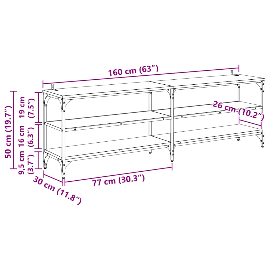 Cabinet TV Stejar Artizanal 160 x 30 x 50 cm GartenMobel Dekor