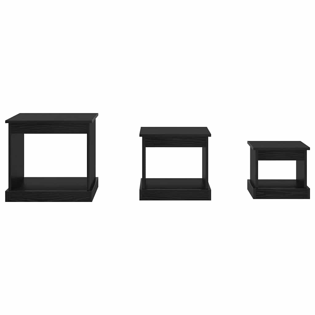 Masă de cafea 3 pcs Stejar Negru Lemn compozit GartenMobel Dekor