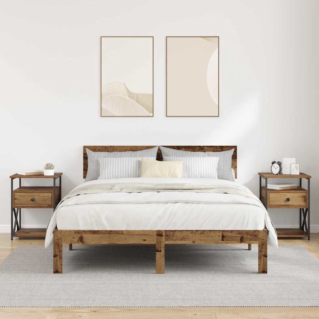 Dulap de noapte 2 pcs Lemn vechi 40 x 42 x 55 cm Lemn compozit GartenMobel Dekor