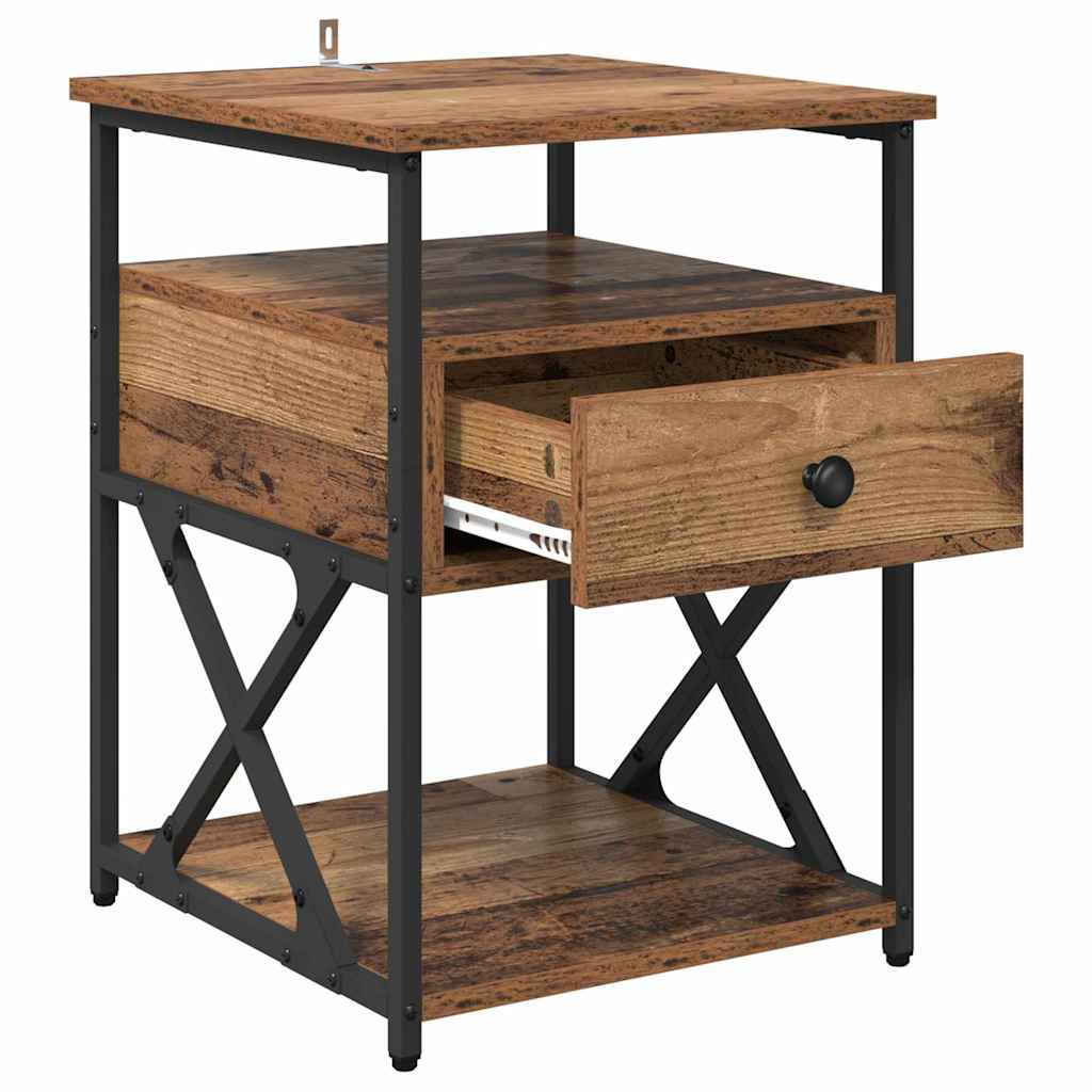 Dulap de noapte 2 pcs Lemn vechi 40 x 42 x 55 cm Lemn compozit GartenMobel Dekor