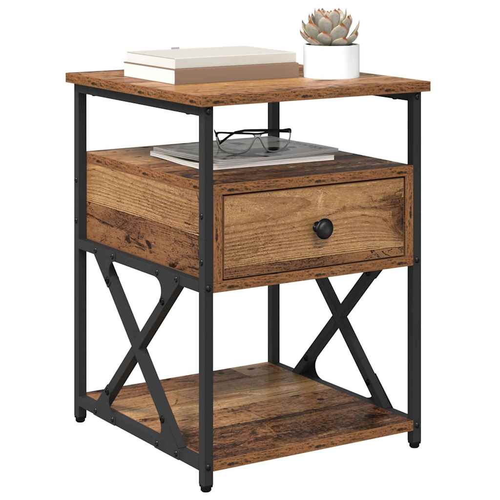 Dulap de noapte 2 pcs Lemn vechi 40 x 42 x 55 cm Lemn compozit GartenMobel Dekor