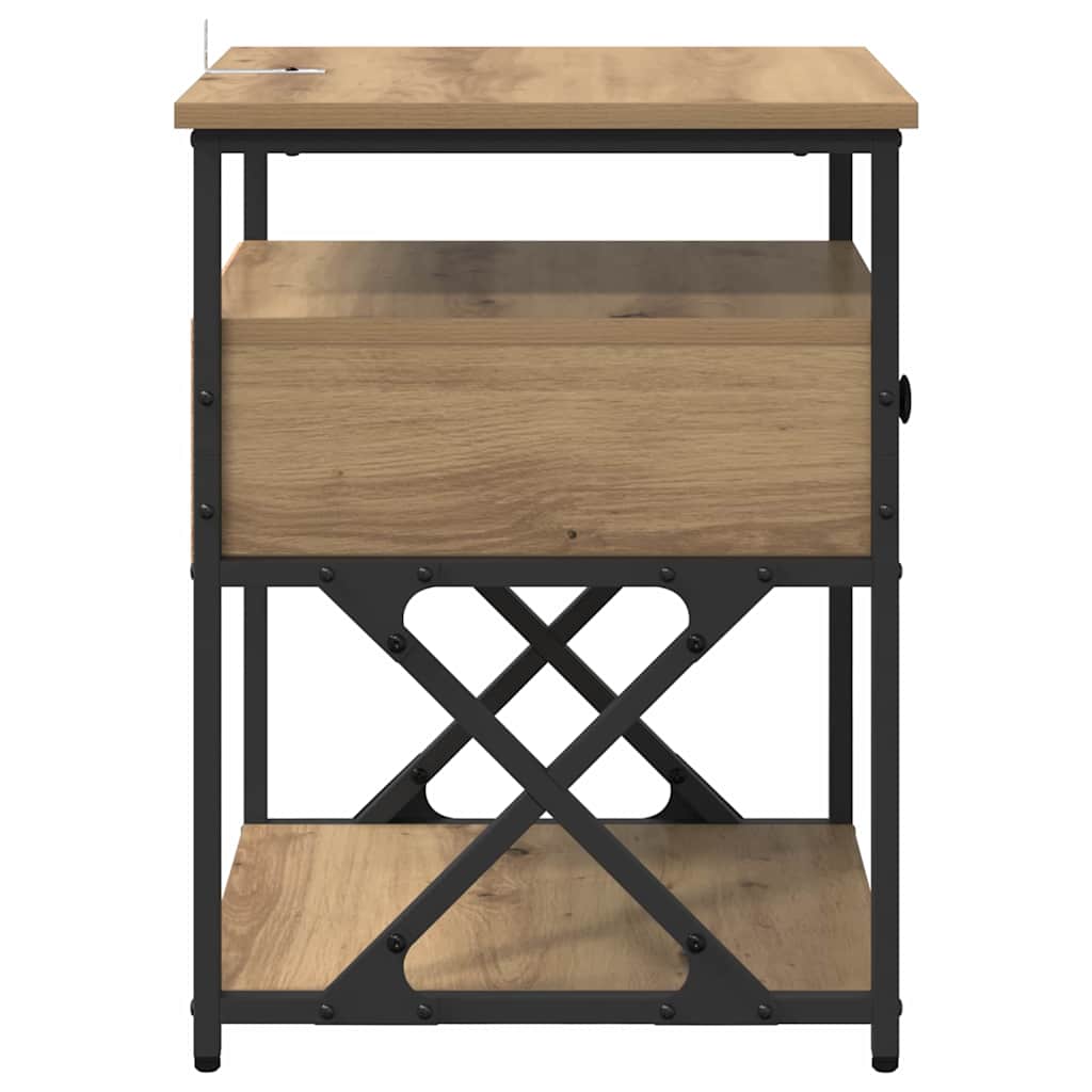 Dulap de noapte stejar artizanal 40 x 42 x 55 cm Lemn compozit GartenMobel Dekor