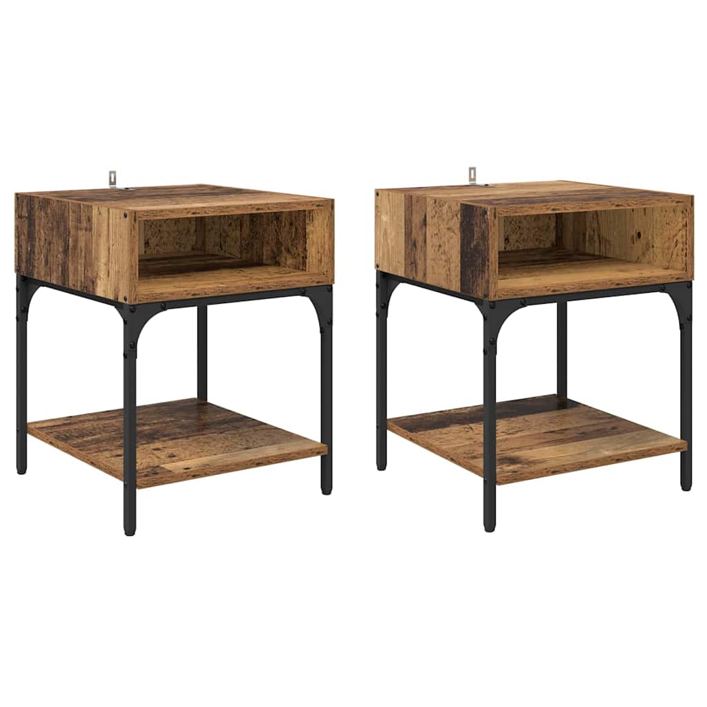 Noptieră 2 pcs Lemn vechi 40 x 40 x 50 cm Lemn compozit GartenMobel Dekor