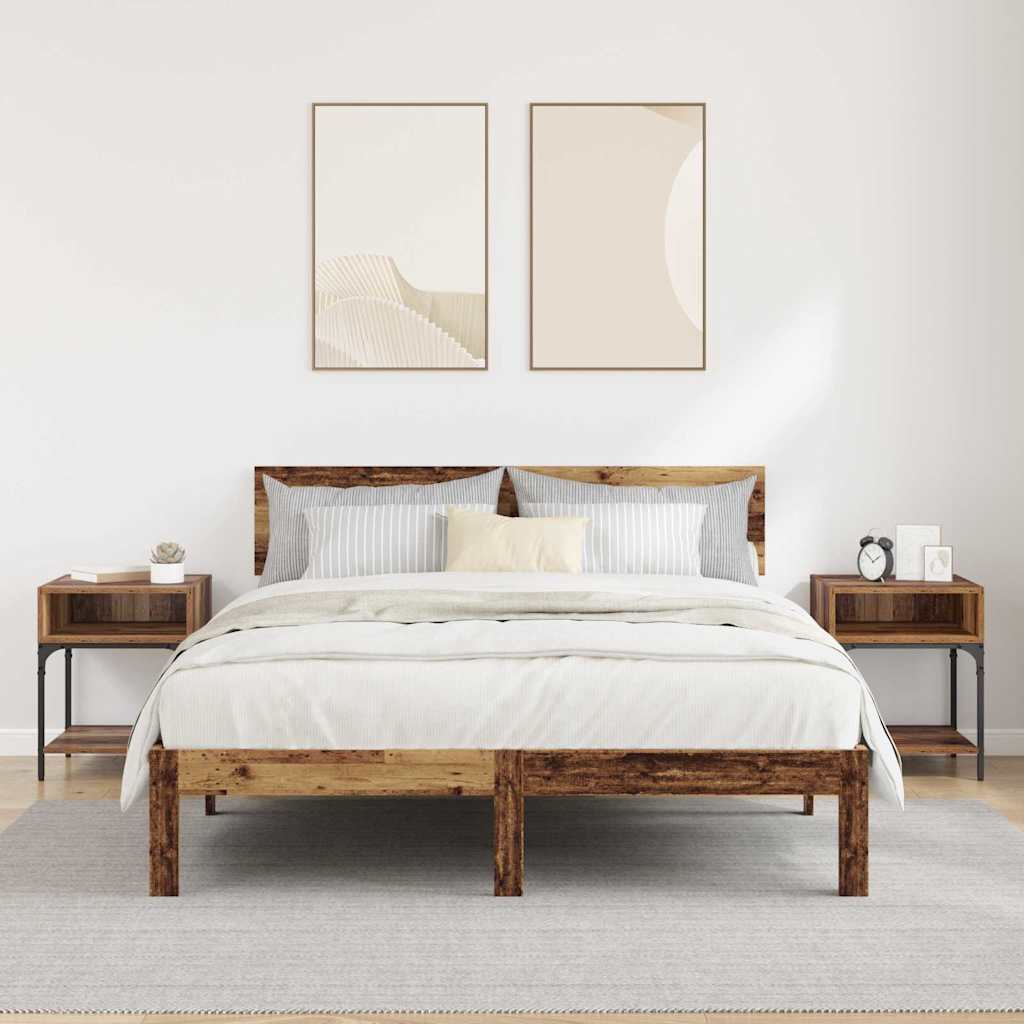 Noptieră 2 pcs Lemn vechi 40 x 40 x 50 cm Lemn compozit GartenMobel Dekor