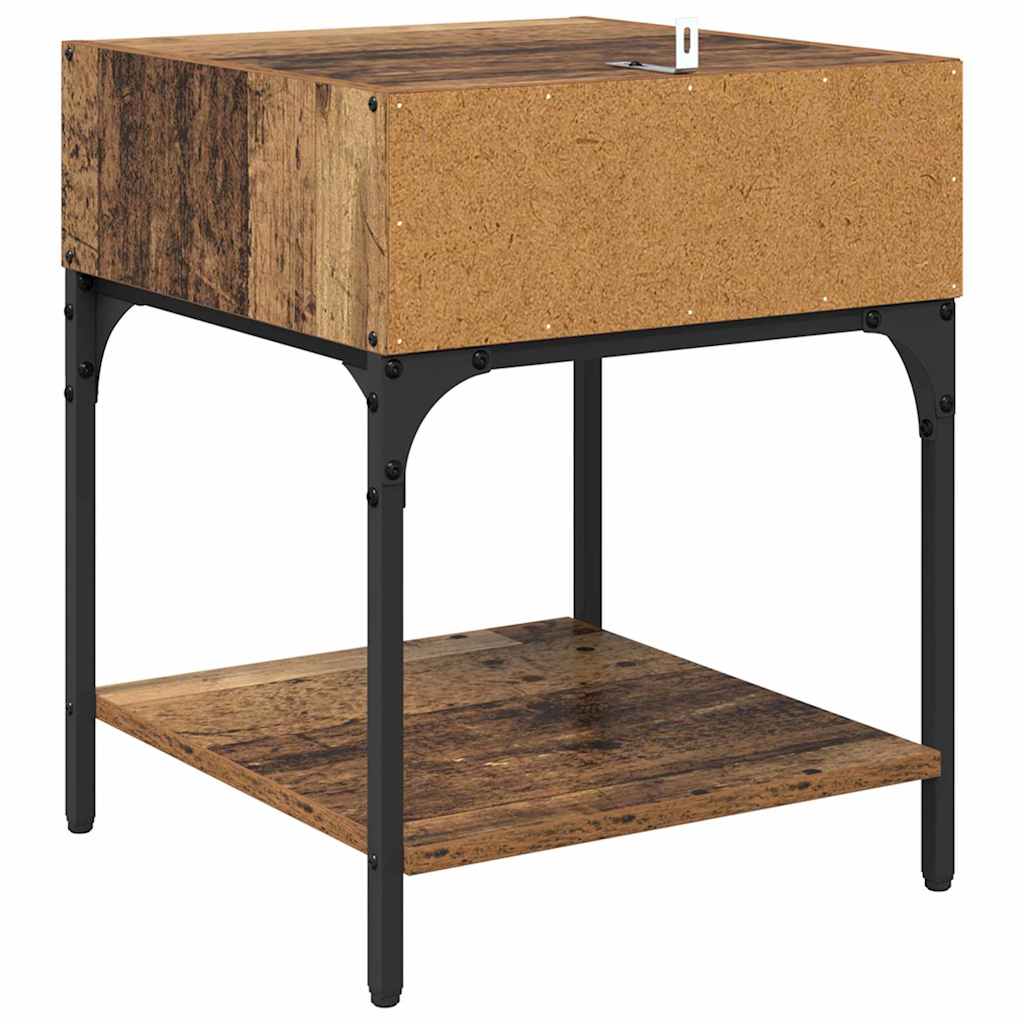 Noptieră 2 pcs Lemn vechi 40 x 40 x 50 cm Lemn compozit GartenMobel Dekor