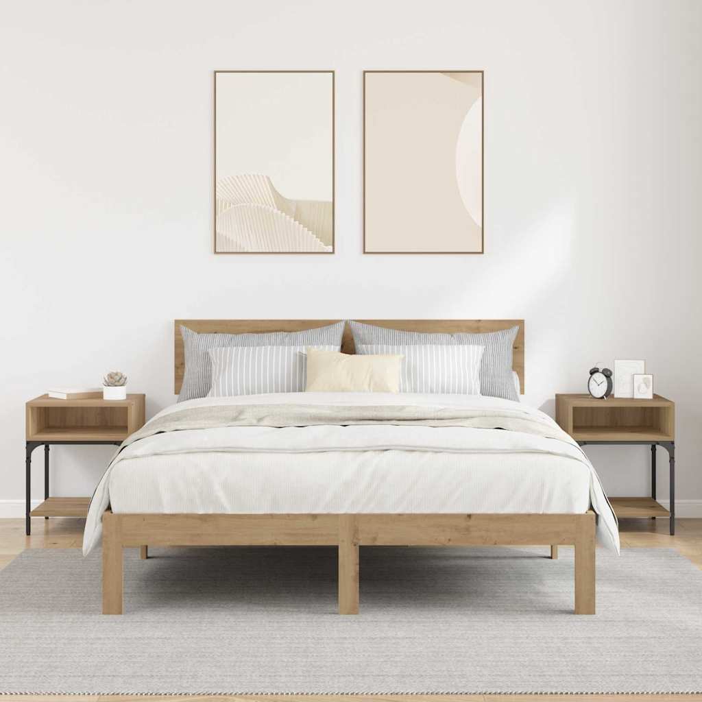 Noptieră 2 pcs stejar artizanal 40 x 40 x 50 cm Lemn compozit GartenMobel Dekor