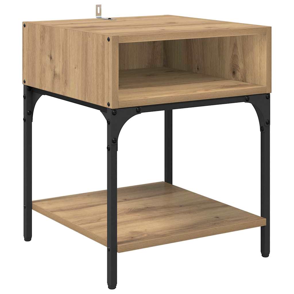 Noptieră 2 pcs stejar artizanal 40 x 40 x 50 cm Lemn compozit GartenMobel Dekor