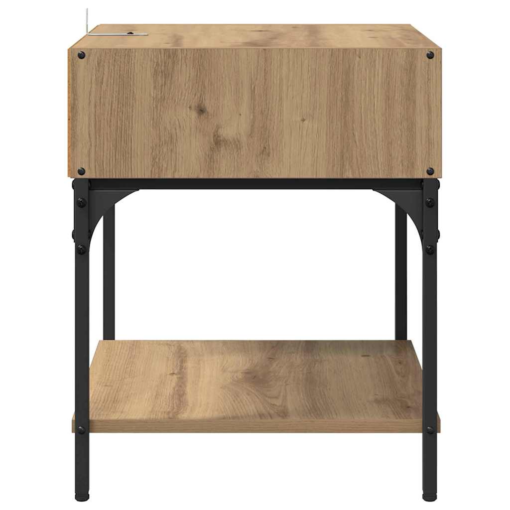 Noptieră stejar artizanal 40 x 40 x 50 cm Lemn compozit GartenMobel Dekor