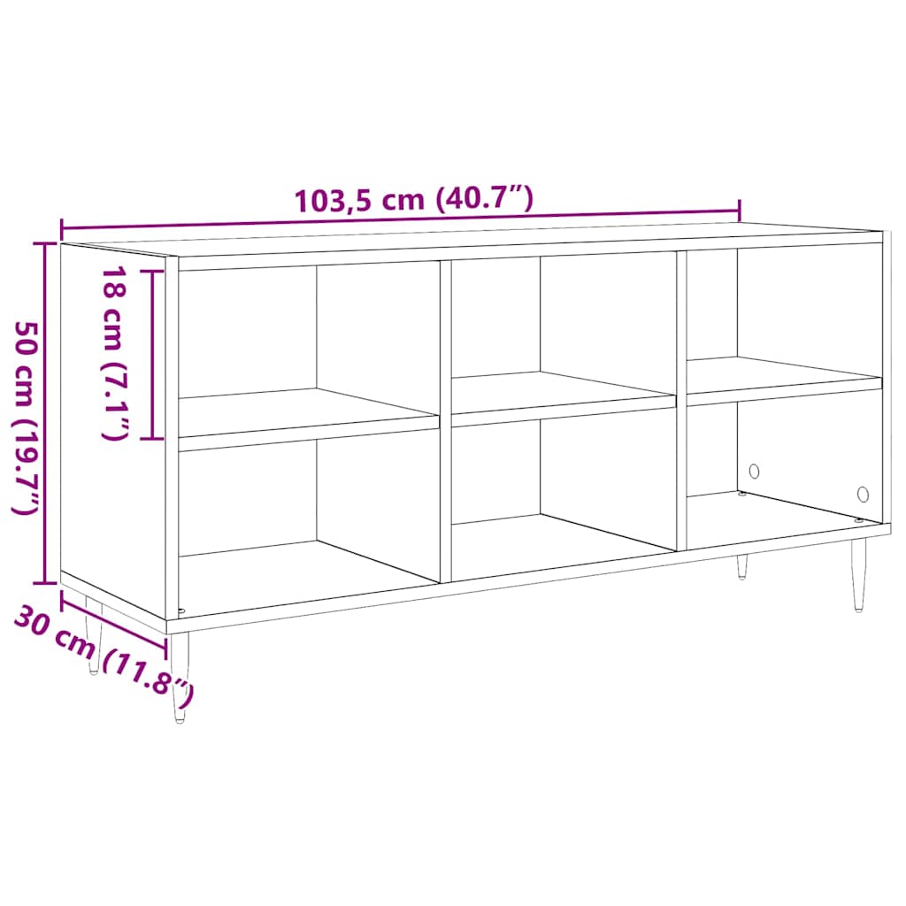 Cabinet TV Stejar Artizanal 103,5 x 30 x 50 cm Lemn compozit GartenMobel Dekor