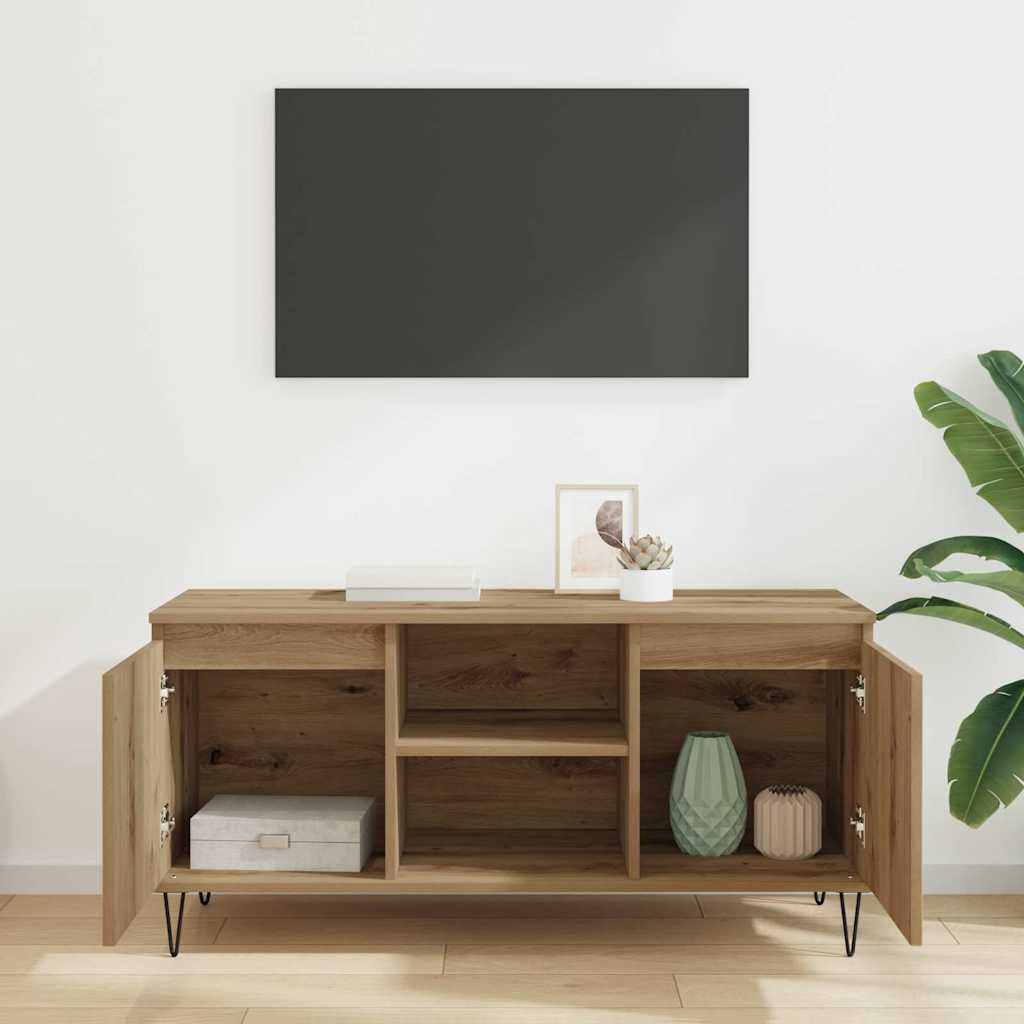 Cabinet TV Stejar Artizanal 104 x 35 x 50 cm Lemn compozit GartenMobel Dekor
