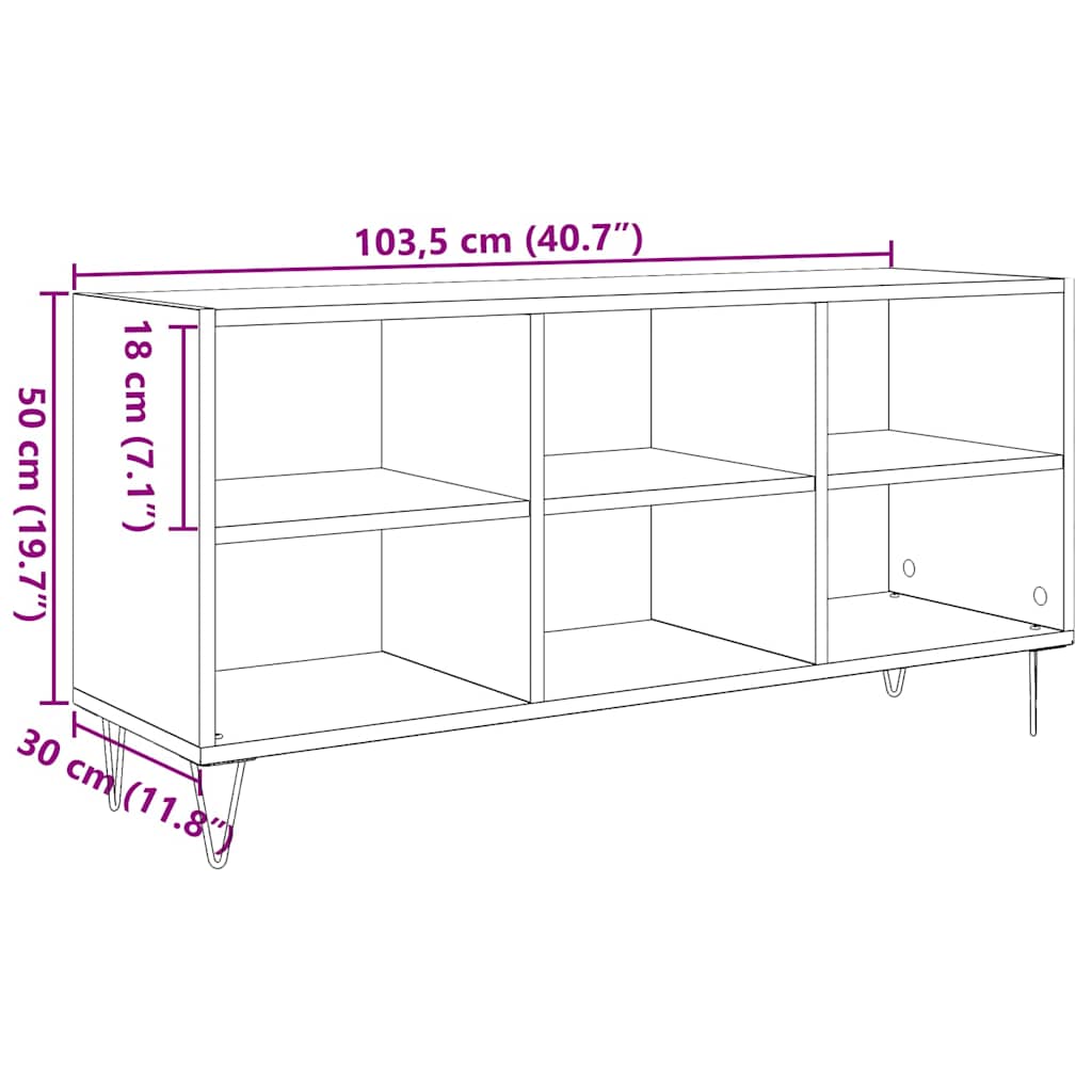Cabinet TV Stejar Negru 103,5 x 30 x 50 cm Lemn compozit GartenMobel Dekor