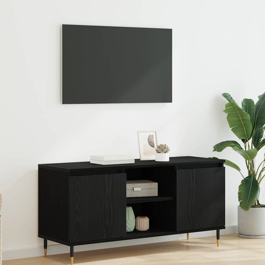 Cabinet TV Stejar Negru 104 x 35 x 50 cm Lemn compozit GartenMobel Dekor