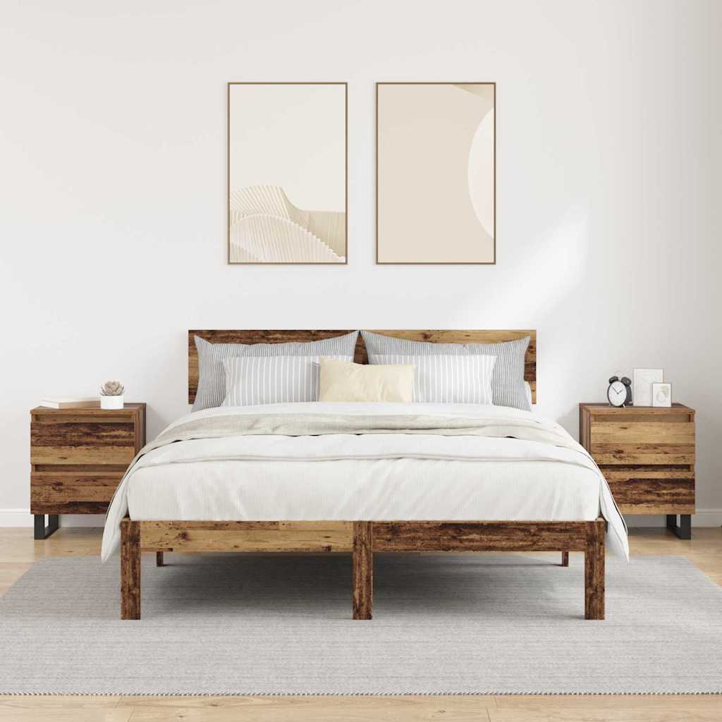 Dulap de noapte 2 pcs Lemn vechi 40 x 35 x 50 cm Lemn compozit GartenMobel Dekor