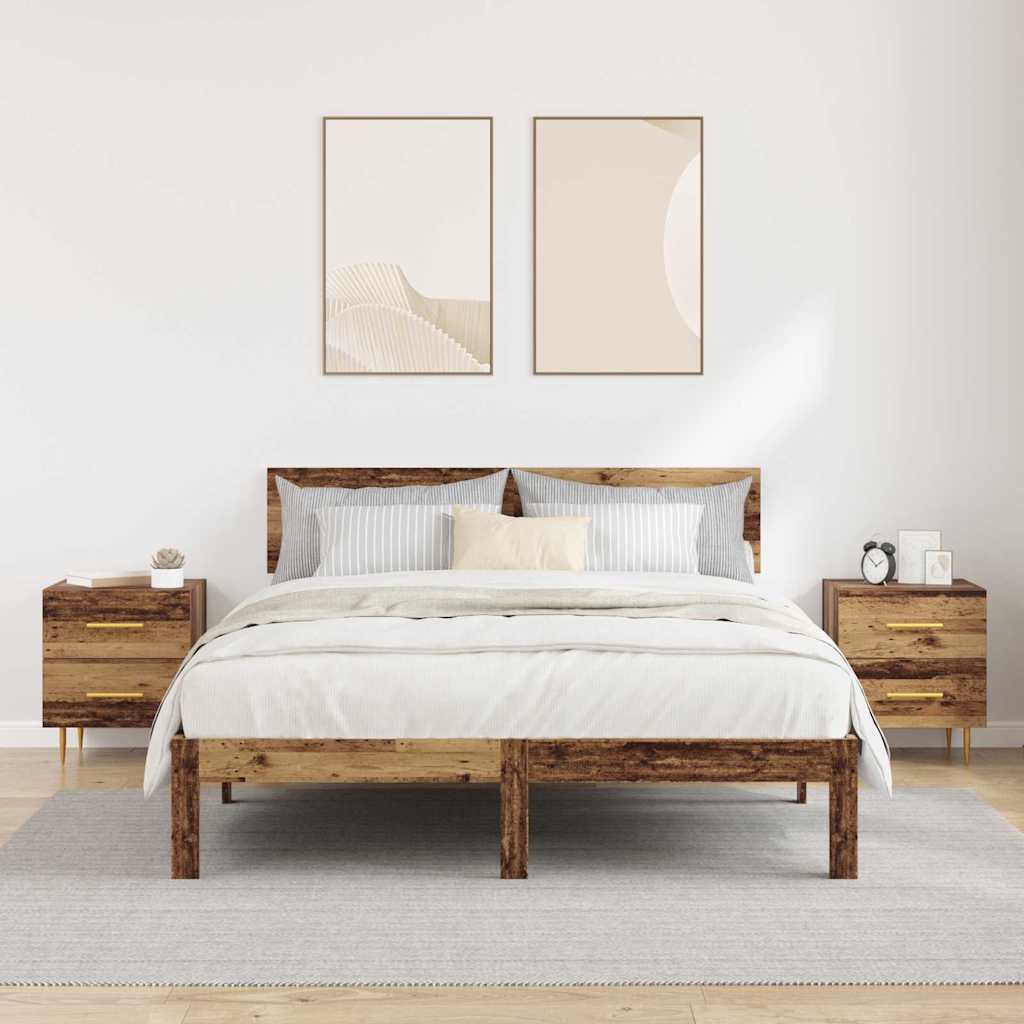 Dulap de noapte cu sertar 2 pcs Lemn Vechi 40 x 35 x 47,5 cm GartenMobel Dekor