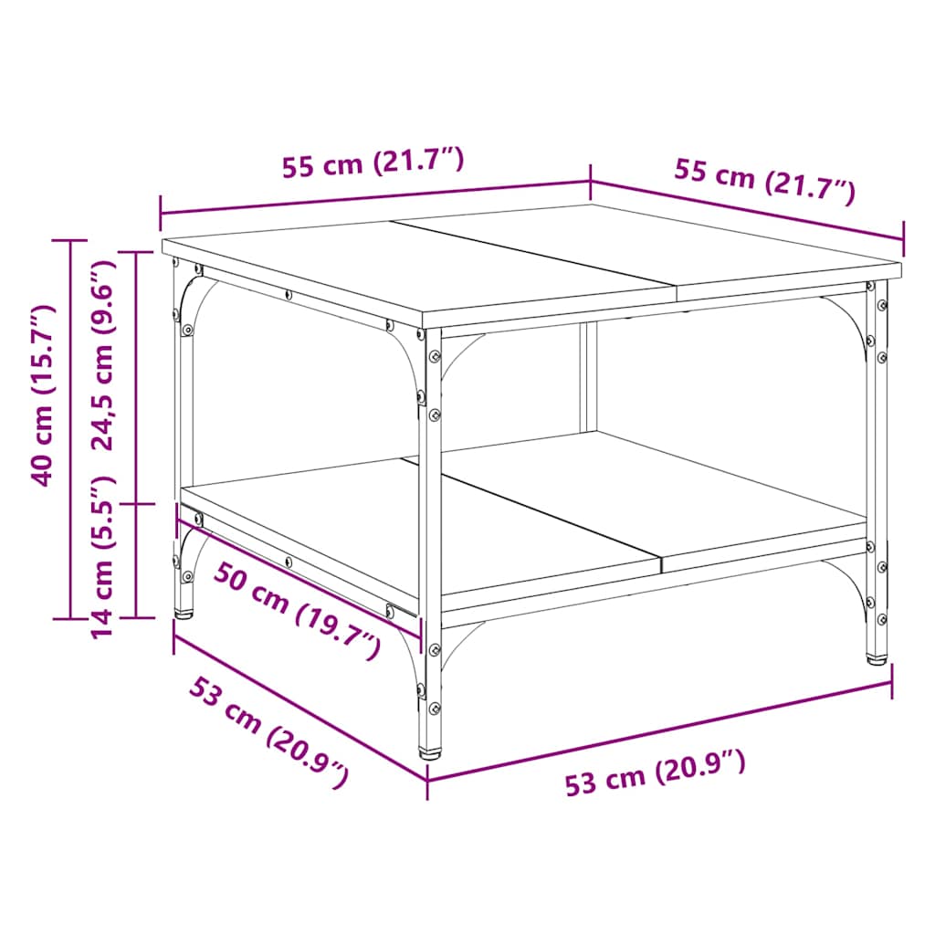 Masă de cafea Stejar Artizanal 55 x 55 x 40 cm Lemn compozit GartenMobel Dekor