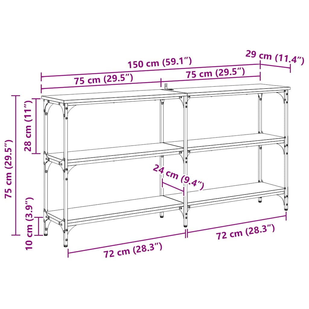 Masă de consolă Stejar Artizanal 150 x 29 x 75 cm GartenMobel Dekor