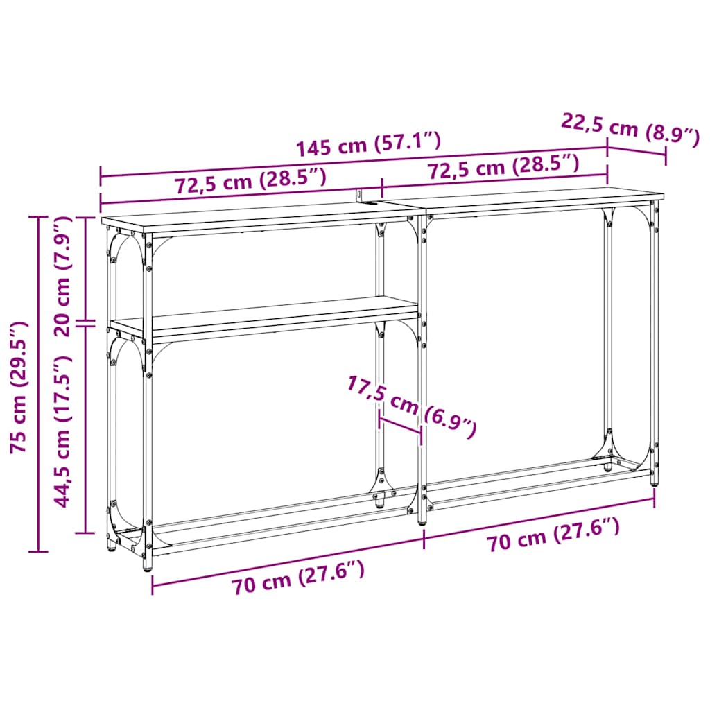 MasaConsole Lemn vechi 145x22.5x75cm Lemn compozit GartenMobel Dekor