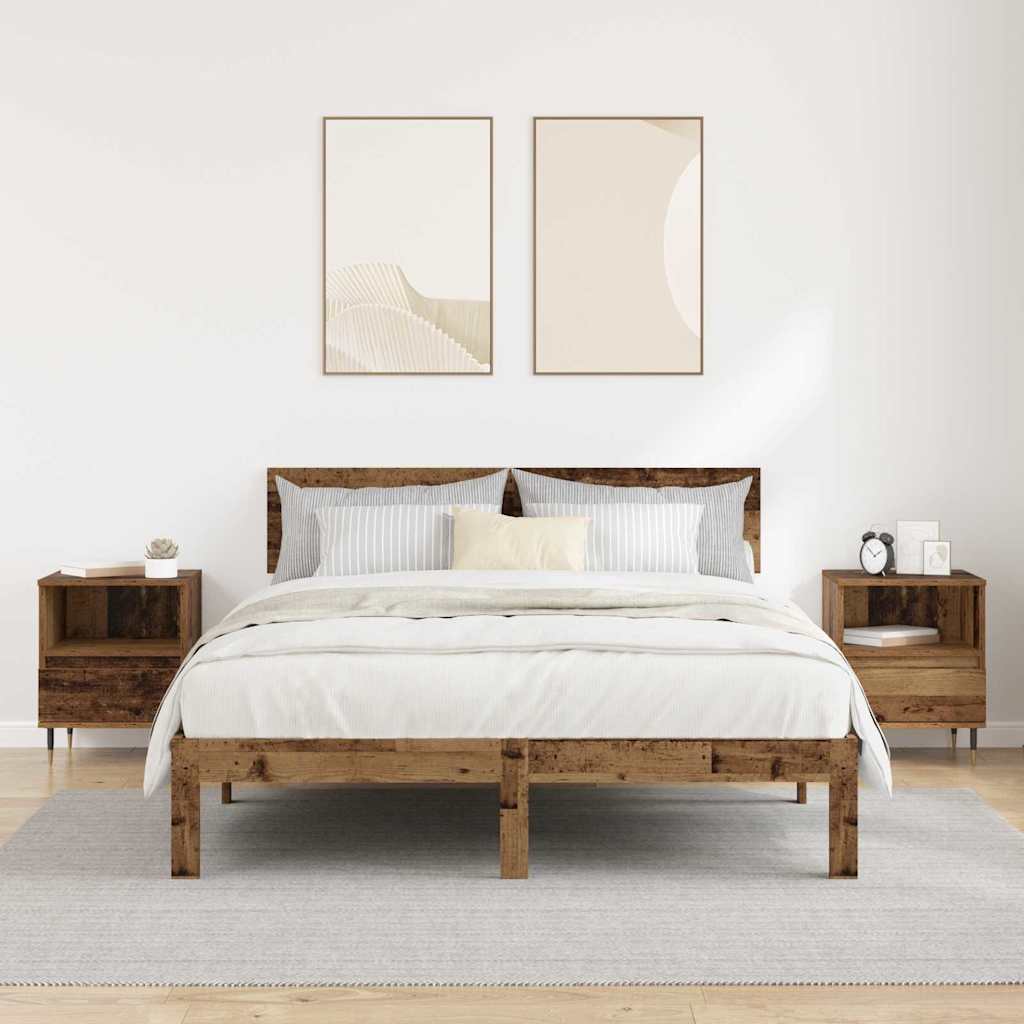 Dulap de noapte 2 pcs Lemn vechi 40 x 35 x 50 cm Lemn compozit GartenMobel Dekor