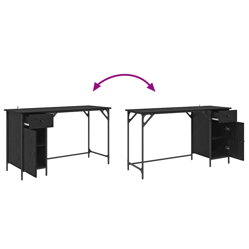 Birou de calculator Stejar Negru 131 x 48 x 75 cm Lemn compozit GartenMobel Dekor