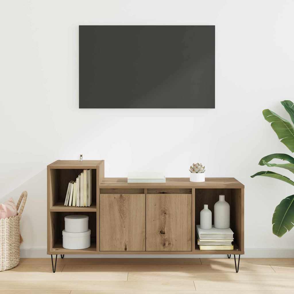Cabinet TV Stejar Artizanal 100 x 35 x 55 cm Lemn compozit GartenMobel Dekor