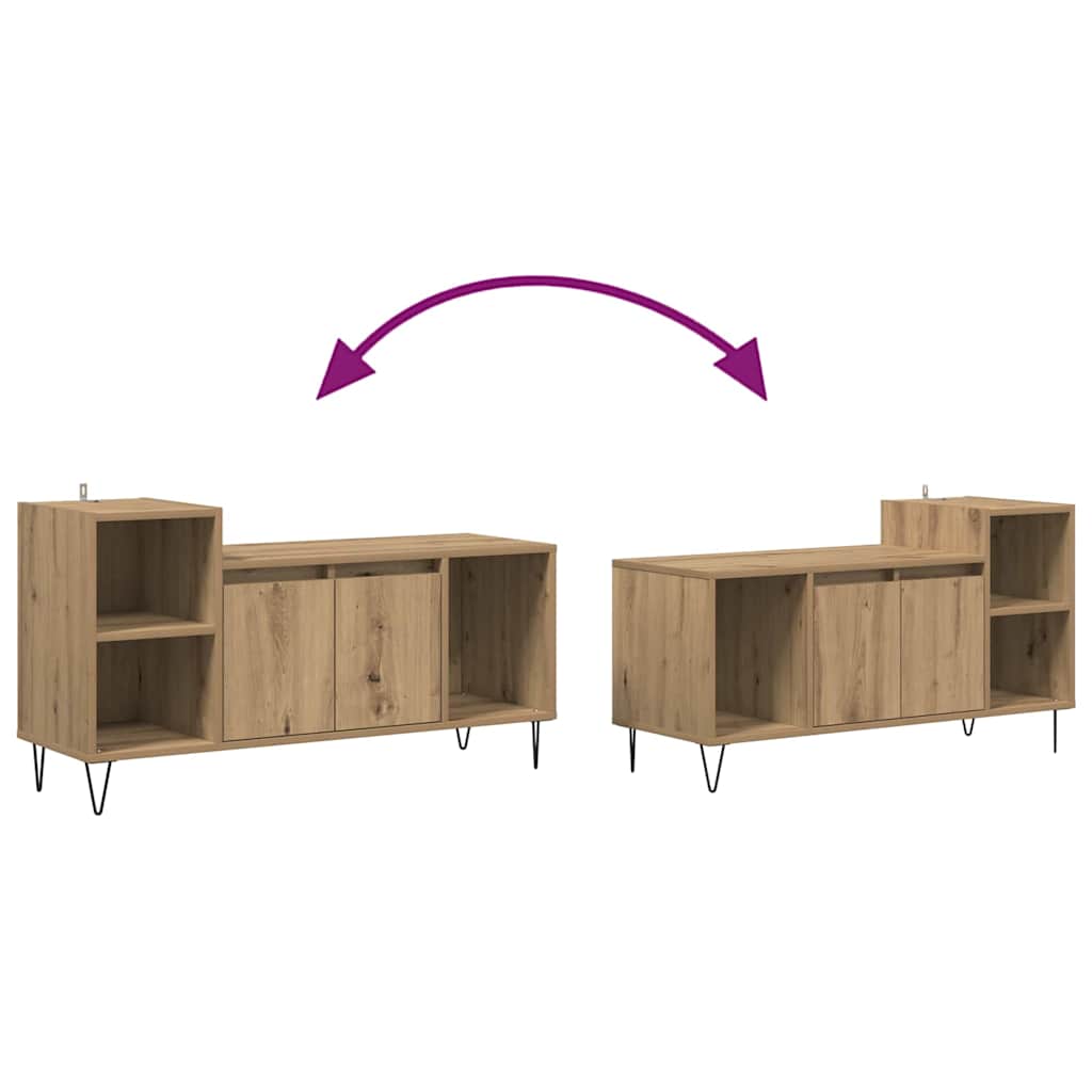 Cabinet TV Stejar Artizanal 100 x 35 x 55 cm Lemn compozit GartenMobel Dekor