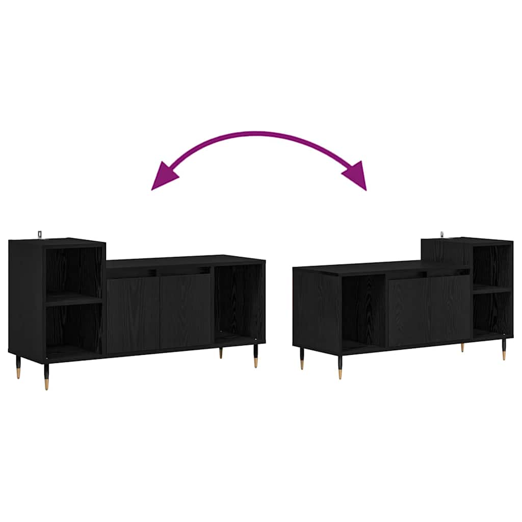 Cabinet TV Stejar Negru 100 x 35 x 55 cm Lemn compozit GartenMobel Dekor