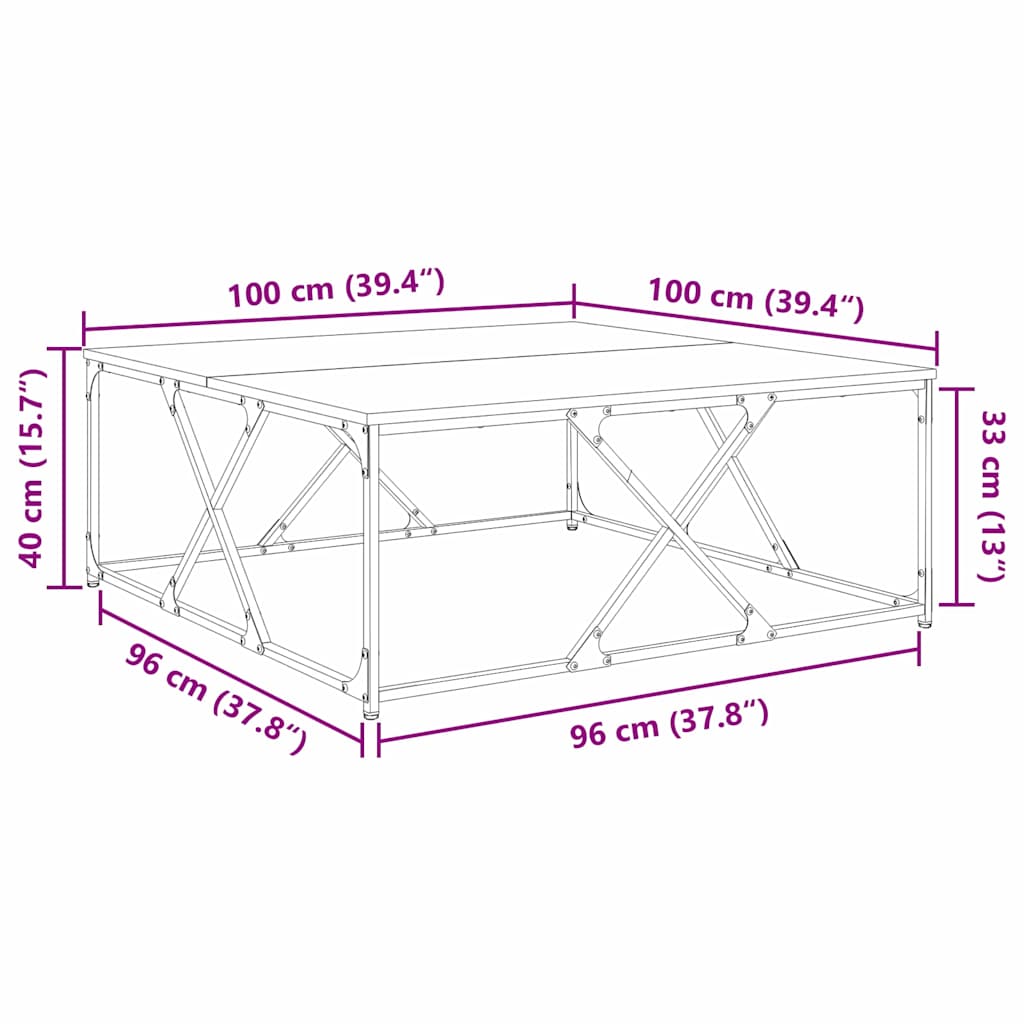 Masă de cafea Lemn vechi 100 x 100 x 40 cm Lemn compozit GartenMobel Dekor