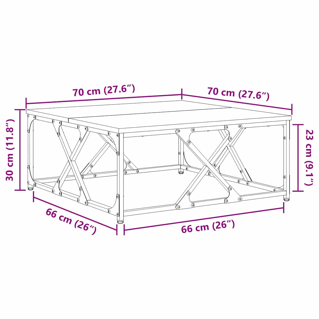 Masă de cafea Lemn vechi 70 x 70 x 30 cm Lemn compozit GartenMobel Dekor