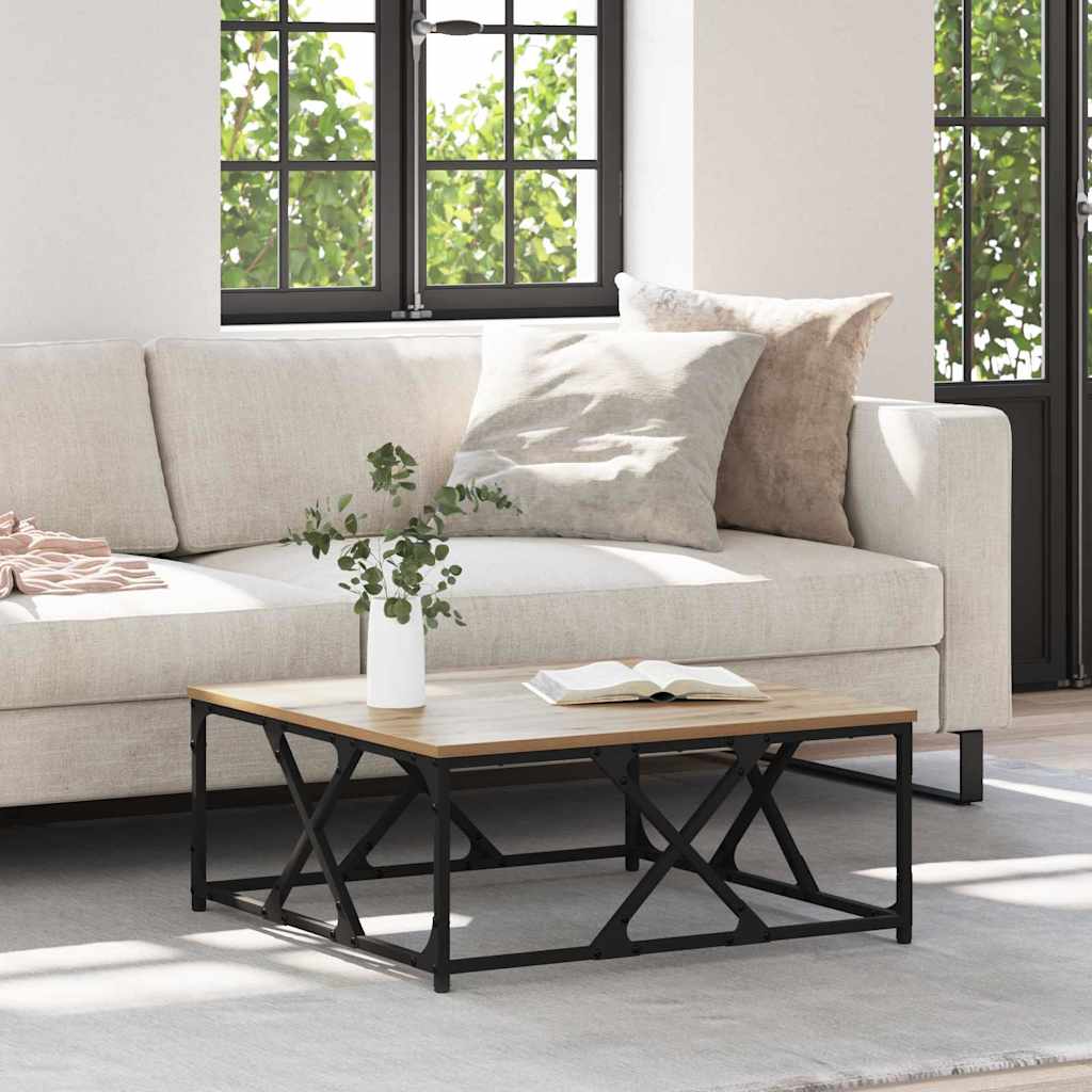 Masă de cafea stejar artizanal 70 x 70 x 30 cm Lemn compozit GartenMobel Dekor