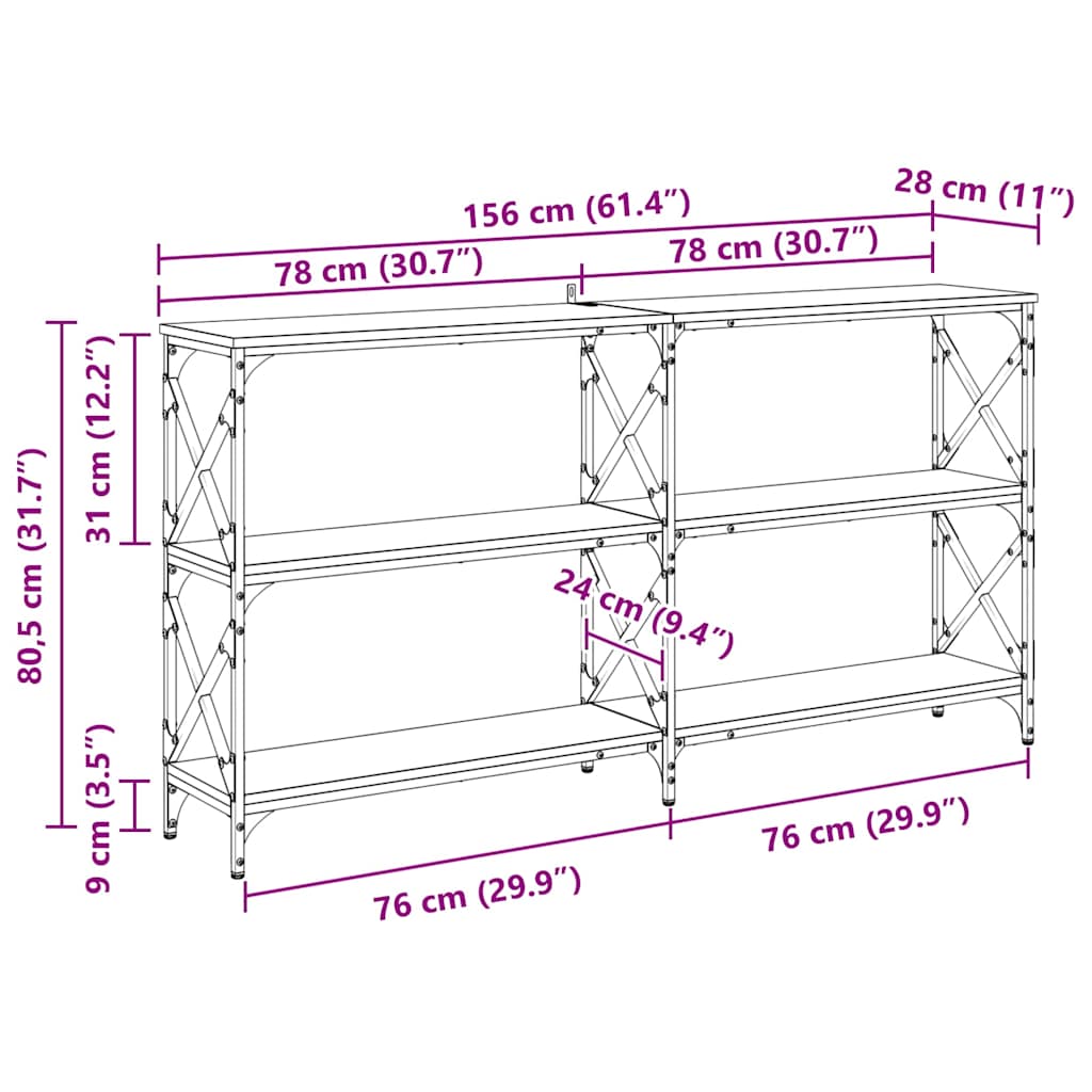 Masă de consolă Lemn vechi 156 x 28 x 80,5 cm Lemn compozit GartenMobel Dekor
