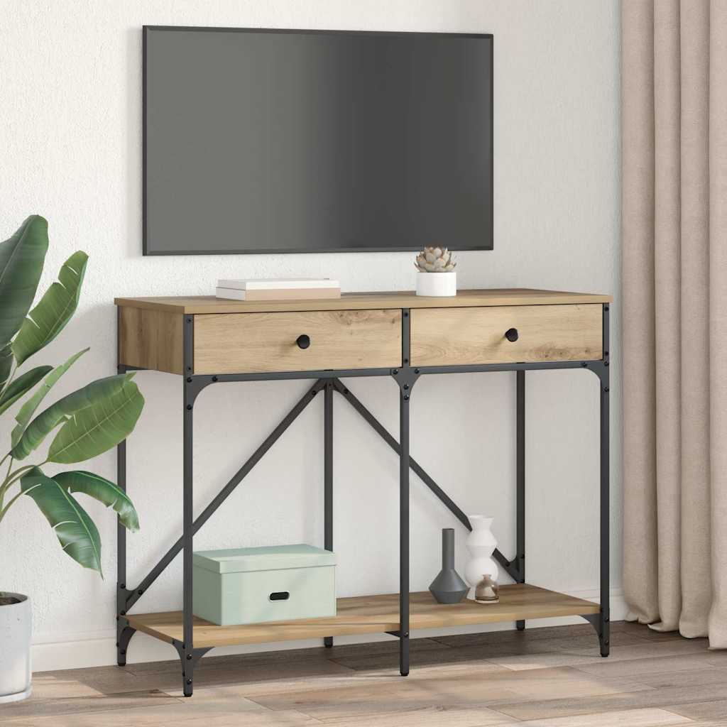 Masă de consolă cu sertar Stejar Artizanal 100 x 39 x 78,5 cm GartenMobel Dekor