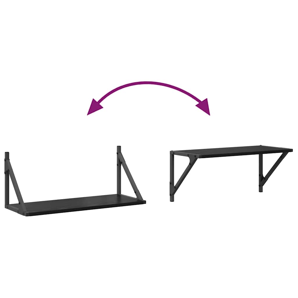 Șemele de perete cu raft 2 pcs Stejar Negru 60 x 25 x 25,5 cm GartenMobel Dekor
