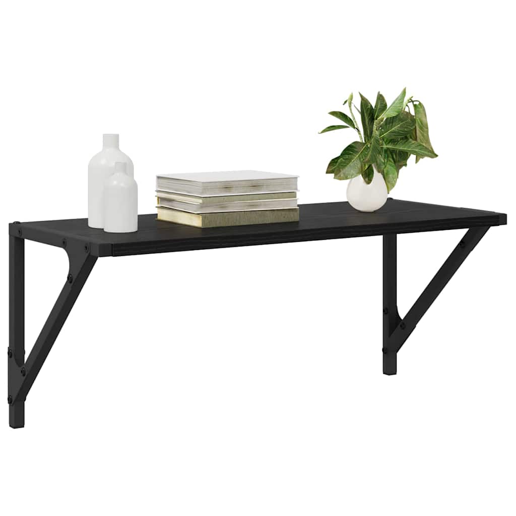 Șemele de perete cu raft 2 pcs Stejar Negru 60 x 25 x 25,5 cm GartenMobel Dekor
