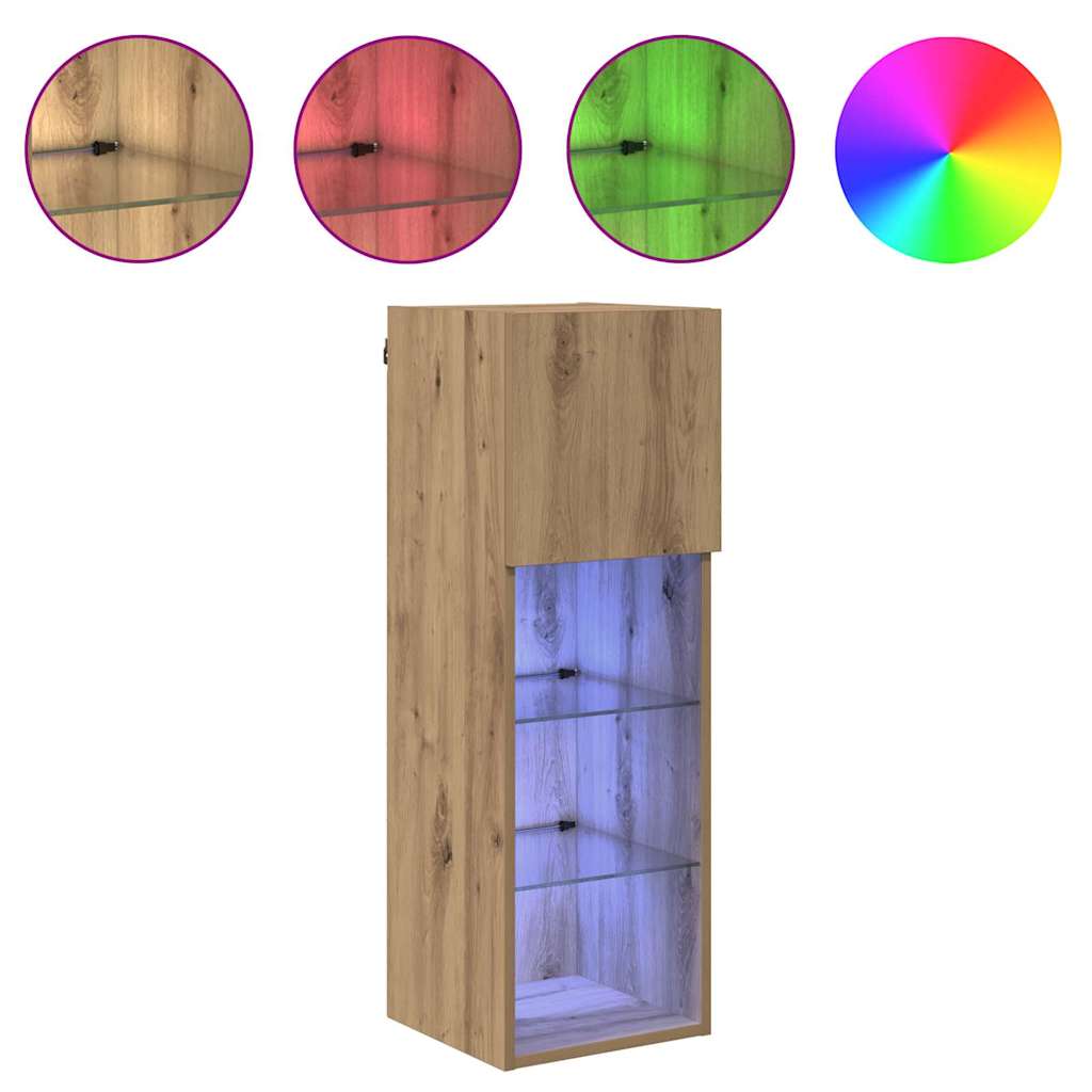 Șifonieri pentru TV montate pe perete 2 pcs Stejar Artizanal GartenMobel Dekor