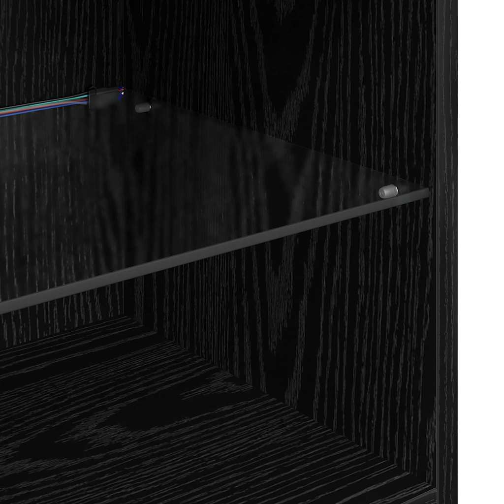 Șifonieri pentru TV montate pe perete 2 pcs Stejar Negru GartenMobel Dekor