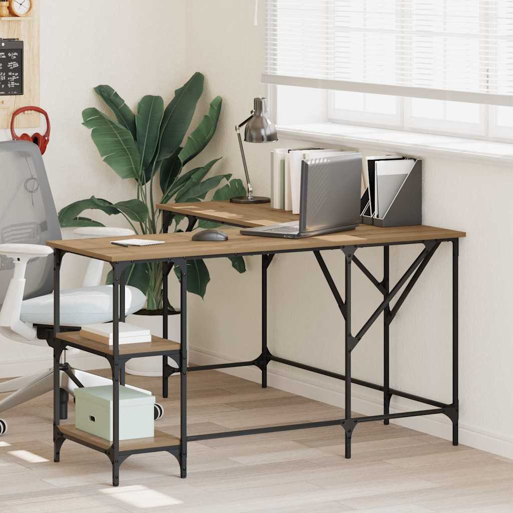 Birou Stejar Artizanal 139 x 139 x 75 cm Lemn compozit GartenMobel Dekor